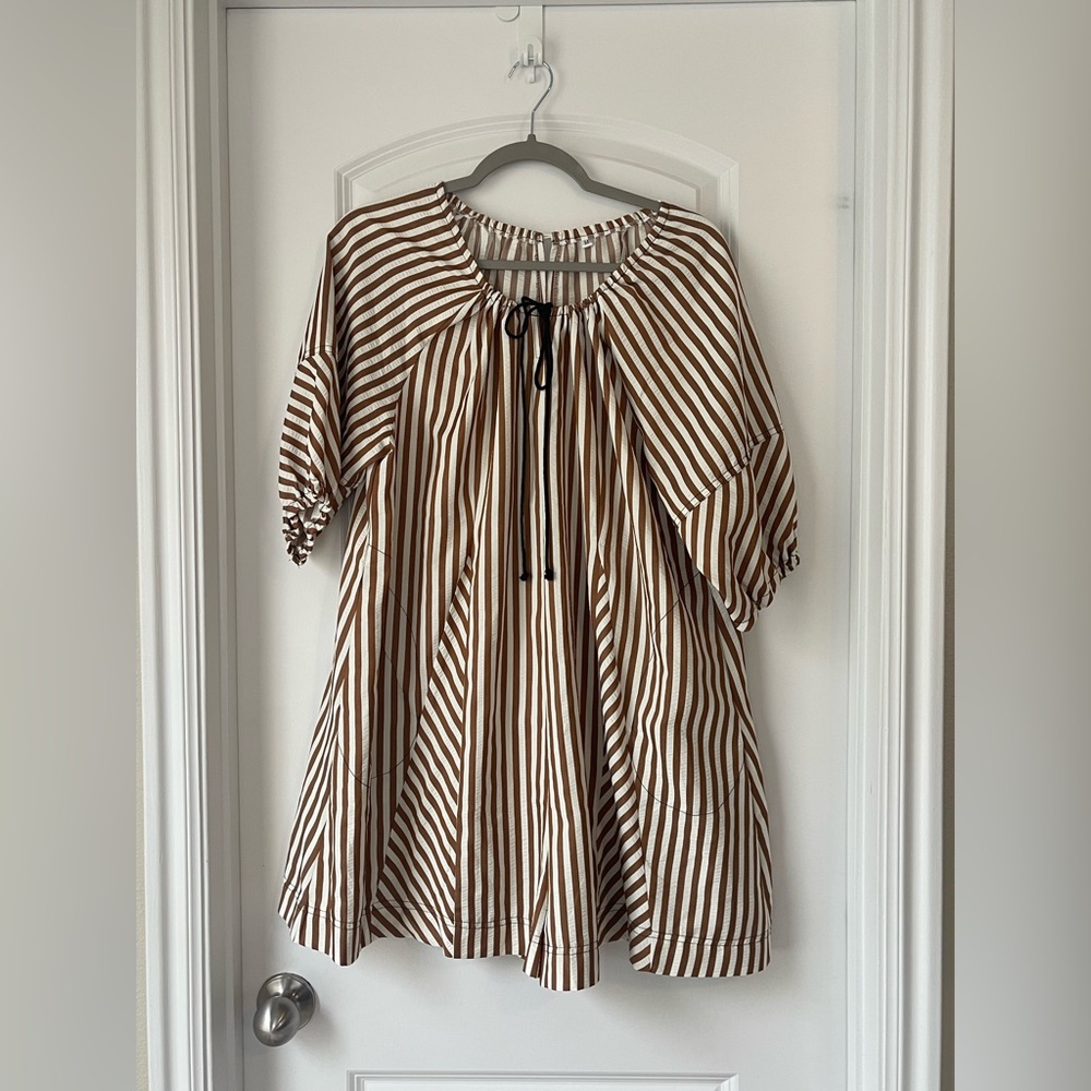 Brown and white striped romper